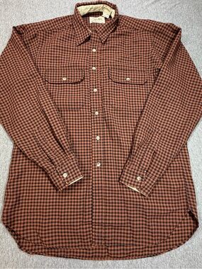 Cabela's Men’s Large Tall LT Button Up Long Sleeve Plaid Red 100% Polyester 1994